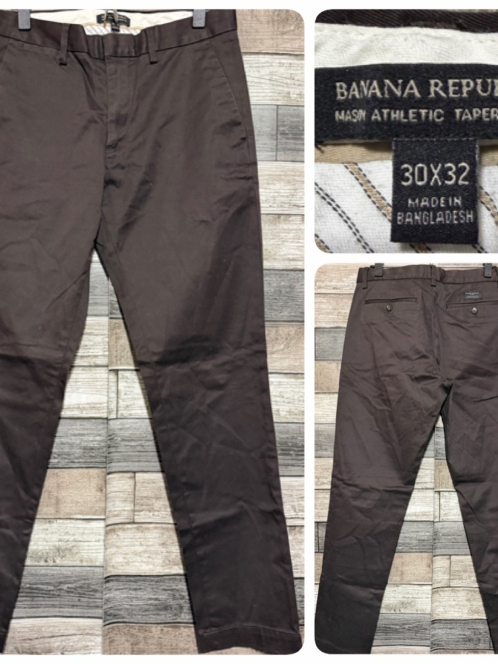 Banana Republic Mason Athletic Tapered Fit Chino Men’s 30x32 Brown Stretch